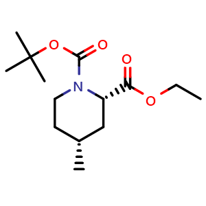 Chemical structure of O1-tert-Butyl O2-ethyl cis-4-methylpiperidine-1,2-dicarboxylate , AChemBlock AD282718