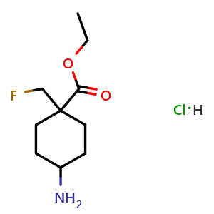 Chemical structure of Ethyl 4-amino-1-(fluoromethyl)cyclohexanecarboxylate hydrochloride , AChemBlock AD282721