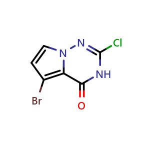 Chemical structure of 5-Bromo-2-chloro-3H-pyrrolo[2,1-f][1,2,4]triazin-4-one , AChemBlock AD282730