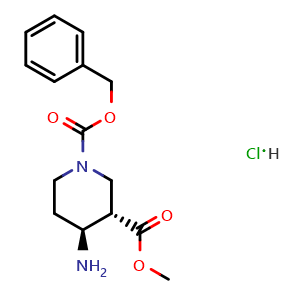Chemical structure of O1-Benzyl O3-methyl (3S,4S)-4-aminopiperidine-1,3-dicarboxylate hydrochloride , AChemBlock AD282738