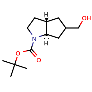 Chemical structure of tert-Butyl trans-5-(hydroxymethyl)-3,3a,4,5,6,6a-hexahydro-2H-cyclopenta[b]pyrrole-1-carboxylate , AChemBlock AD282739