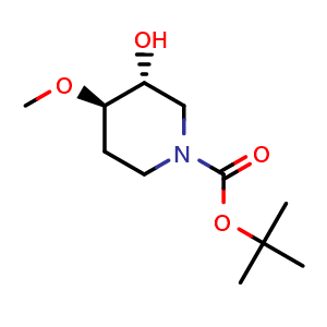 Chemical structure of tert-Butyl (3R,4R)-3-hydroxy-4-methoxy-piperidine-1-carboxylate , AChemBlock AD282740