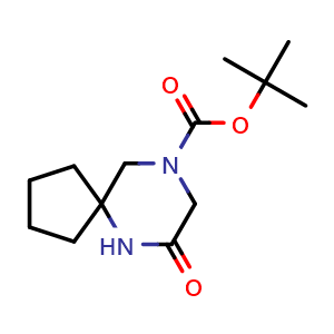 Chemical structure of tert-Butyl 7-oxo-6,9-diazaspiro[4.5]decane-9-carboxylate , AChemBlock AD282745