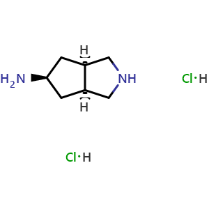 Chemical structure of rel-(3aR,5r,6aS)-1,2,3,3a,4,5,6,6a-Octahydrocyclopenta[c]pyrrol-5-amine dihydrochloride , AChemBlock AD282748