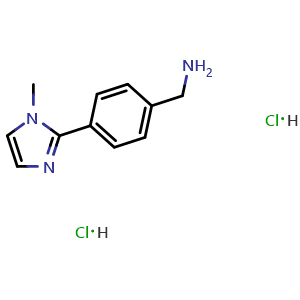 Chemical structure of [4-(1-Methylimidazol-2-yl)phenyl]methanamine dihydrochloride , AChemBlock AD282759