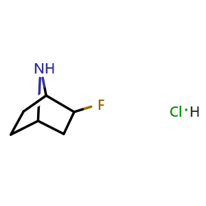 Chemical structure of Endo-2-fluoro-7-azabicyclo[2.2.1]heptane hydrochloride , AChemBlock AD282761