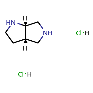 Chemical structure of (3aS,6aS)-1,2,3,3a,4,5,6,6a-Octahydropyrrolo[2,3-c]pyrrole dihydrochloride , AChemBlock AD282762