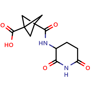 Chemical structure of 3-[(2,6-Dioxo-3-piperidyl)carbamoyl]bicyclo[1.1.1]pentane-1-carboxylic acid , AChemBlock AD282764