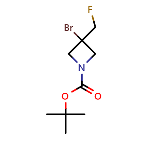 Chemical structure of tert-Butyl 3-bromo-3-(fluoromethyl)azetidine-1-carboxylate , AChemBlock AD282769