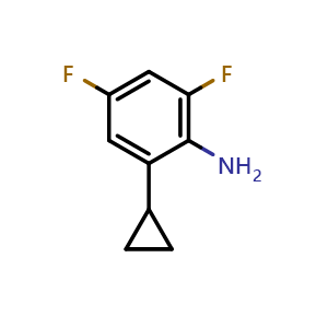 Chemical structure of 2-Cyclopropyl-4,6-difluoroaniline , AChemBlock AD282771