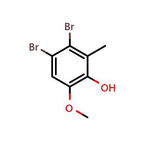 Chemical structure of 3,4-Dibromo-6-methoxy-2-methylphenol , AChemBlock AD282772
