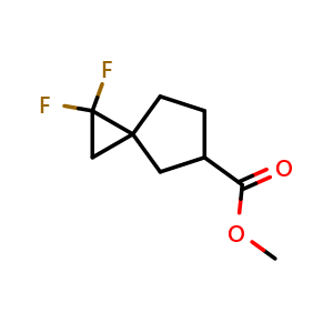 Chemical structure of Methyl 1,1-difluorospiro[2.4]heptane-5-carboxylate , AChemBlock AD282780