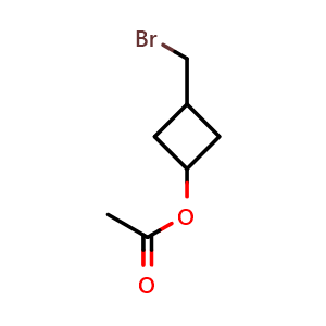 Chemical structure of 3-(Bromomethyl)cyclobutyl acetate , AChemBlock AD282783