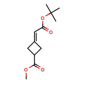 Chemical structure of Methyl 3-{2-[(2-methylprop-2-yl)oxy]-2-oxoethylidene}cyclobutane-1-carboxylate , AChemBlock AD282784