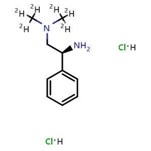 Chemical structure of (S)-N1,N1-Bis(methyl-d3)-2-phenylethane-1,2-diamine dihydrochloride , AChemBlock AD282791