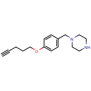 Chemical structure of 1-(4-(Pent-4-yn-1-yloxy)benzyl)piperazine , AChemBlock AD282796