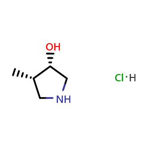 Chemical structure of (3S,4S)-4-Methylpyrrolidin-3-ol hydrochloride , AChemBlock AD282800