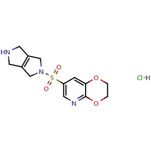 Chemical structure of 7-[[5,6-Dihydropyrrolo[3,4-c]pyrrol-2(1H,3H,4H)-yl]sulfonyl]-2,3-dihydro-[1,4]dioxino[2,3-b]pyridine hydrochloride , AChemBlock AD282801