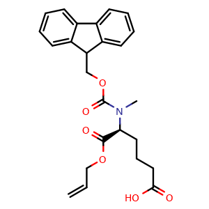 Chemical structure of (S)-5-[Fmoc-(methyl)amino]-6-(allyloxy)-6-oxohexanoic acid , AChemBlock AD282804