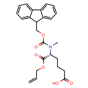 Chemical structure of (R)-5-[Fmoc-(methyl)amino]-6-(allyloxy)-6-oxohexanoic acid , AChemBlock AD282805