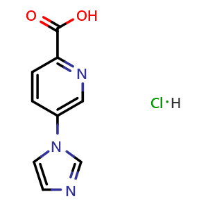 Chemical structure of 5-(1-Imidazolyl)pyridine-2-carboxylic acid hydrochloride , AChemBlock AD282807