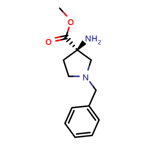 Chemical structure of Methyl (R)-3-amino-1-benzylpyrrolidine-3-carboxylate , AChemBlock AD282808