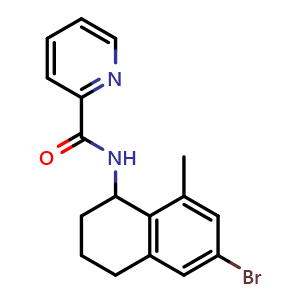 Chemical structure of N-(6-Bromo-8-methyl-1,2,3,4-tetrahydronaphthalen-1-yl)picolinamide , AChemBlock AD282814