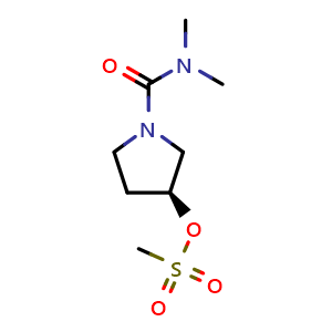 Chemical structure of (S)-1-(Dimethylcarbamoyl)pyrrolidin-3-yl methanesulfonate , AChemBlock AD282817