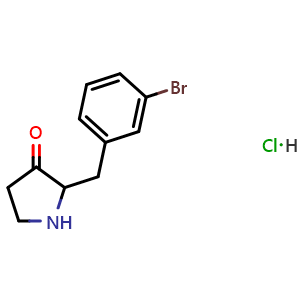 Chemical structure of 2-(3-Bromobenzyl)pyrrolidin-3-one hydrochloride , AChemBlock AD282822