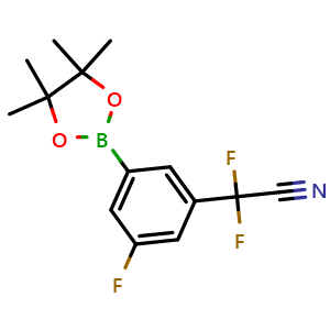 Chemical structure of 3-(Cyanodifluoromethyl)-5-fluorophenylboronic acid pinacol ester , AChemBlock AD282827