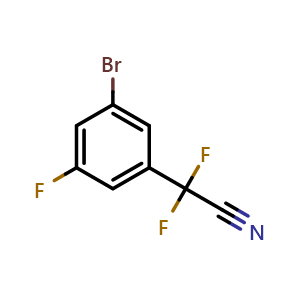 Chemical structure of 2-(3-Bromo-5-fluorophenyl)-2,2-difluoroacetonitrile , AChemBlock AD282828