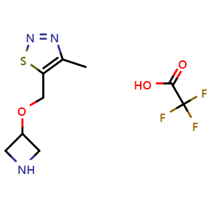 Chemical structure of 5-[(Azetidin-3-yloxy)methyl]-4-methyl-1,2,3-thiadiazole trifluoroacetate , AChemBlock AD282834