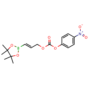 Chemical structure of (E)-3-[[(4-Nitrophenoxy)carbonyl]oxy]prop-1-ene-1-boronic acid pinacol ester , AChemBlock AD282835