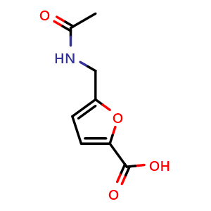 Chemical structure of 5-(Acetamidomethyl)furan-2-carboxylic acid , CAS 1216078-86-2, AChemBlock AD282849
