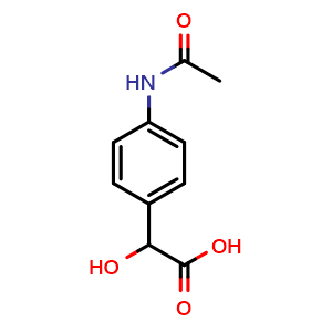Chemical structure of 2-(4-Acetamidophenyl)-2-hydroxyacetic acid , CAS 129550-49-8, AChemBlock AD282855