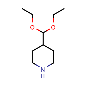 Chemical structure of Diethoxy(hexahydropyridin-4-yl)methane , CAS 144872-31-1, AChemBlock AD282860