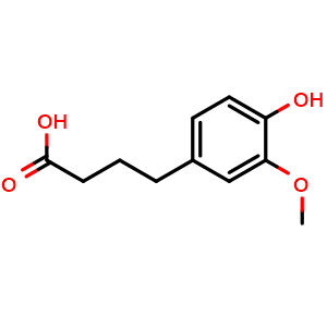 Chemical structure of 4-(4-Hydroxy-3-methoxyphenyl)butanoic acid , CAS 14563-39-4, AChemBlock AD282861