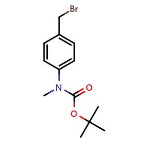 Chemical structure of tert-Butyl N-4-(bromomethyl)Phenyl-N-methylcarbamate , CAS 168830-93-1, AChemBlock AD282872