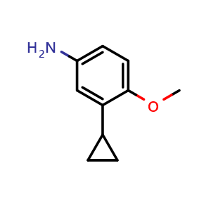 Chemical structure of 3-Cyclopropyl-4-methoxyaniline , CAS 2097172-53-5, AChemBlock AD282877