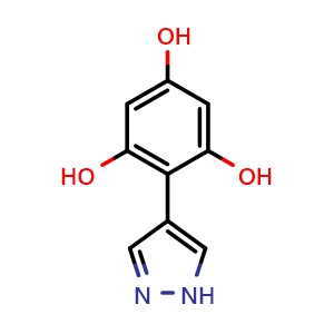 Chemical structure of 2-(1H-Pyrazol-4-yl)benzene-1,3,5-triol , CAS 2228673-46-7, AChemBlock AD282880