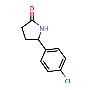 Chemical structure of 5-(4-Chlorophenyl)pyrrolidin-2-one , CAS 279687-54-6, AChemBlock AD282886
