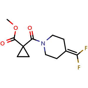 Chemical structure of Methyl 1-{[4-(difluoromethylidene)hexahydropyridin-1-yl]carbonyl}cyclopropane-1-carboxylate , CAS 3084215-42-6, AChemBlock AD282894
