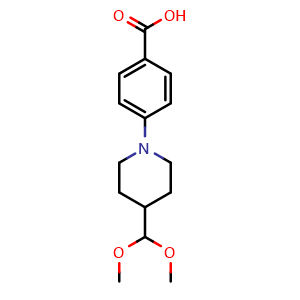 Chemical structure of 4-(4-(Dimethoxymethyl)piperidin-1-yl)benzoic acid , CAS 392690-97-0, AChemBlock AD282901