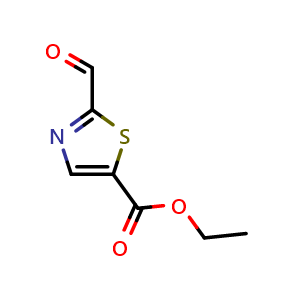 Chemical structure of Ethyl 2-formyl-1,3-thiazole-5-carboxylate , CAS 509083-71-0, AChemBlock AD282908