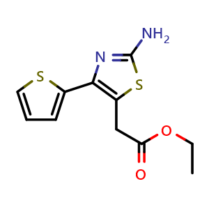 Chemical structure of Ethyl 2-(2-amino-4-(thiophen-2-yl)thiazol-5-yl)acetate , CAS 685563-46-6, AChemBlock AD282923