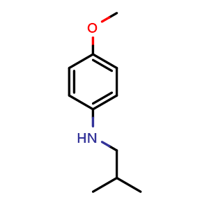 Chemical structure of 4-Methoxy-N-(2-methylpropyl)aniline , CAS 71182-60-0, AChemBlock AD282925