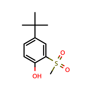 Chemical structure of 4-(tert-Butyl)-2-(methylsulfonyl)phenol , CAS 79573-95-8, AChemBlock AD282927