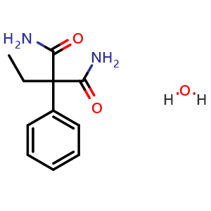 Chemical structure of 2-Ethyl-2-phenylmalonamide hydrate , CAS 80866-90-6, AChemBlock AD282929