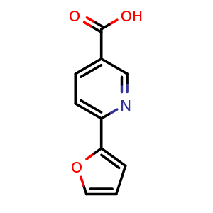 Chemical structure of 6-(Furan-2-yl)pyridine-3-carboxylic acid , CAS 884507-36-2, AChemBlock AD282932