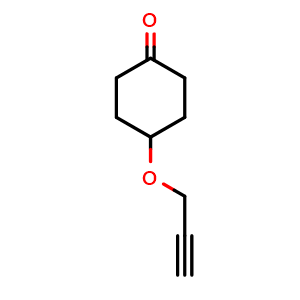 Chemical structure of 4-(2-Propyn-1-yloxy)cyclohexanone , CAS 950772-87-9, AChemBlock AD282937